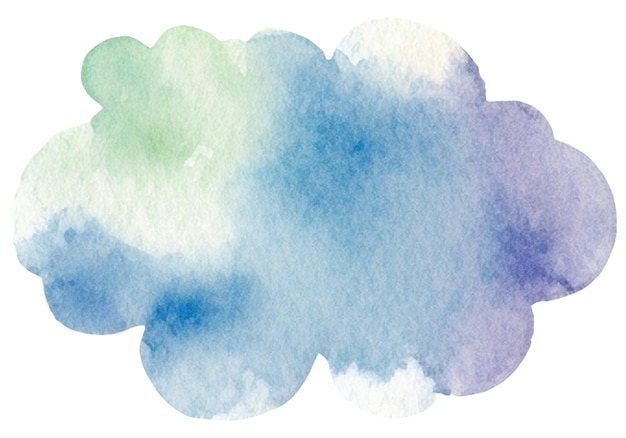 PSD watercolor painted cloud hand drawn design element isolated on transparent background