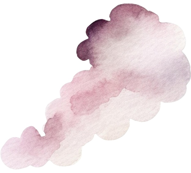 PSD watercolor painted cloud hand drawn design element isolated on transparent background