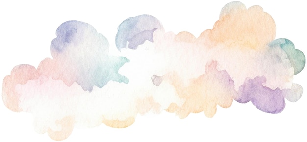 Nuvola dipinta ad acquerello elemento di design disegnato a mano isolato su sfondo trasparente