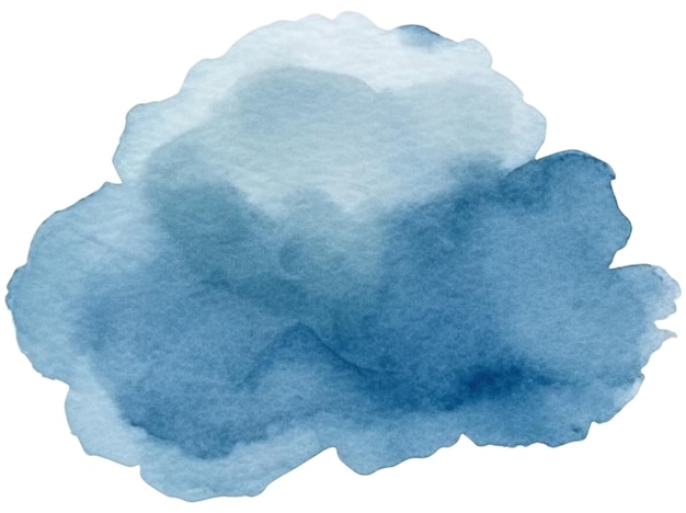 PSD watercolor painted cloud hand drawn design element isolated on transparent background