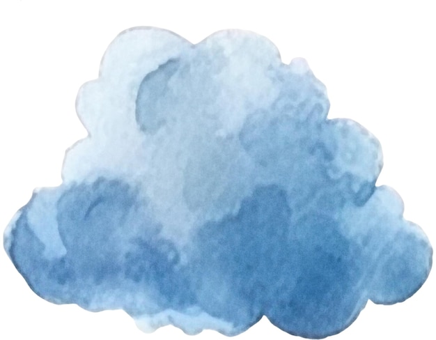 PSD watercolor painted cloud hand drawn design element isolated on transparent background