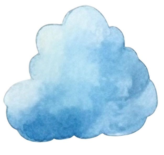 Watercolor painted cloud hand drawn design element isolated on transparent background