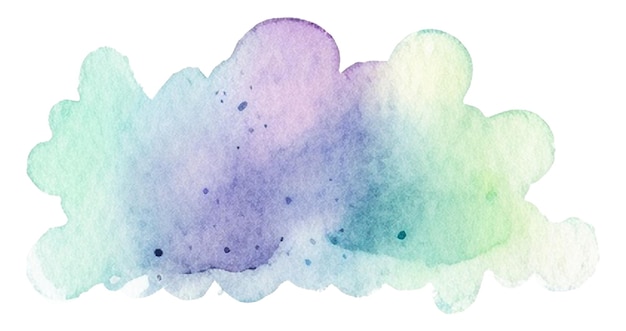 PSD watercolor painted cloud hand drawn design element isolated on transparent background