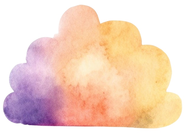 PSD watercolor painted cloud hand drawn design element isolated on transparent background