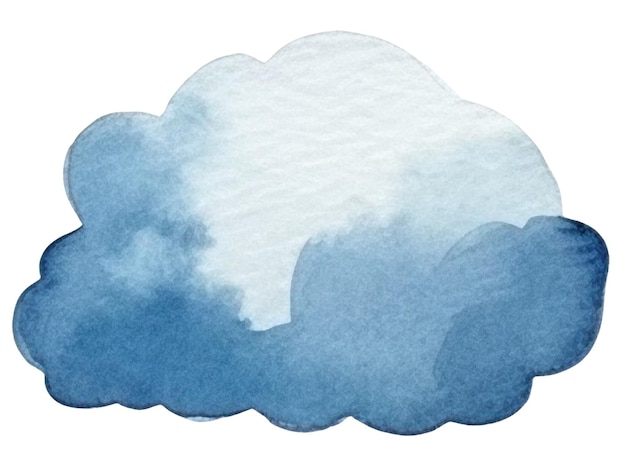 PSD watercolor painted cloud hand drawn design element isolated on transparent background