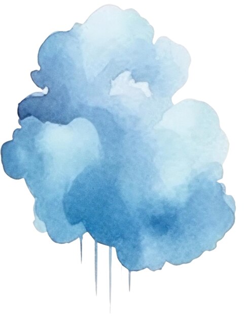 PSD watercolor painted cloud hand drawn design element isolated on transparent background