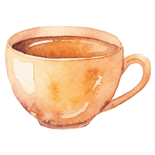 PSD watercolor painted coffee cup hand drawn design element isolated on transparent background