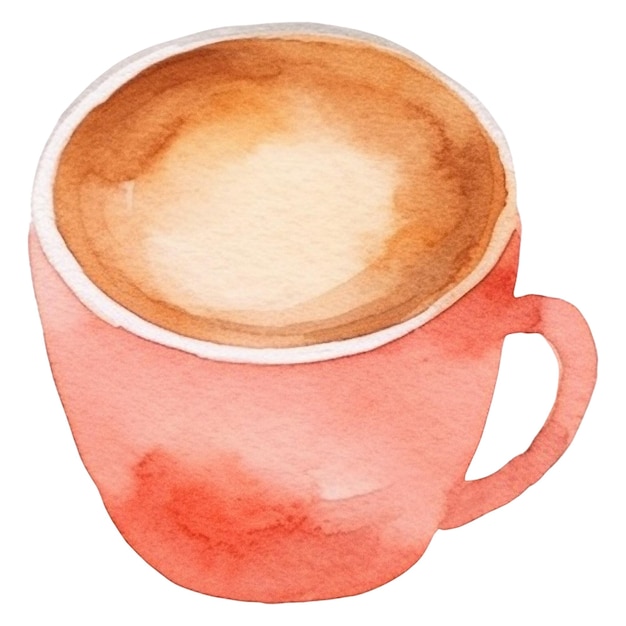 PSD watercolor painted coffee cup hand drawn design element isolated on transparent background