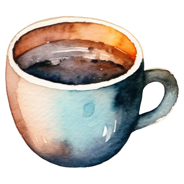 PSD watercolor painted coffee cup hand drawn design element isolated on transparent background