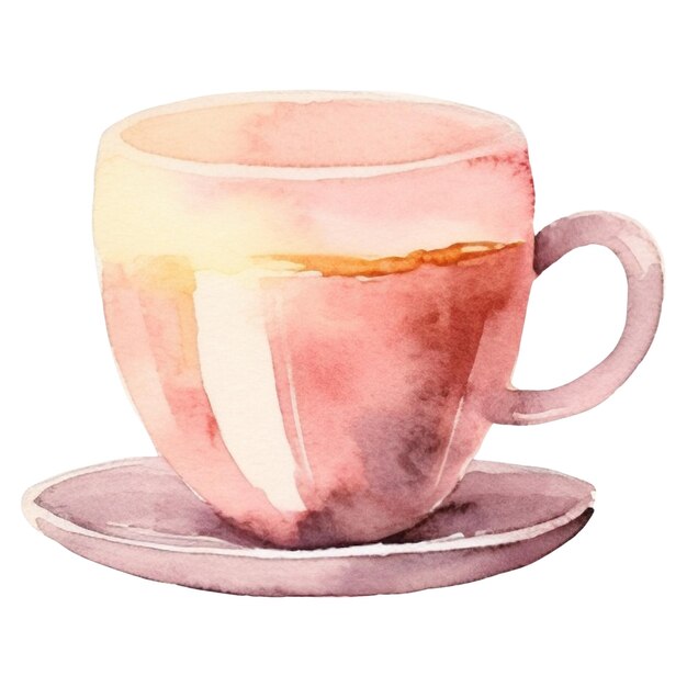 PSD watercolor painted coffee cup hand drawn design element isolated on transparent background