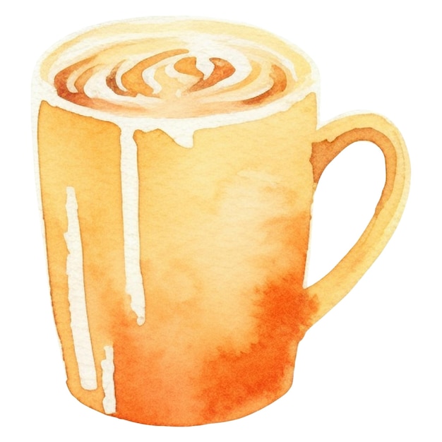 PSD watercolor painted coffee cup hand drawn design element isolated on transparent background