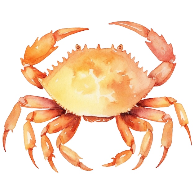 PSD watercolor painted crab hand drawn fresh seafood design element isolated on white background
