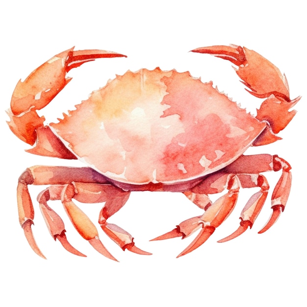 PSD granchio dipinto ad acquerello elemento di design di frutti di mare freschi disegnato a mano isolato su sfondo bianco