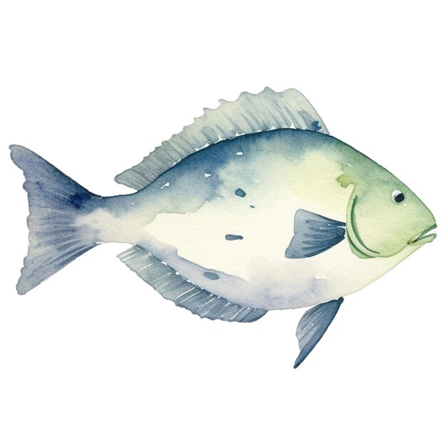 PSD pesce dipinto ad acquerello elemento di design di pesce fresco disegnato a mano isolato su sfondo bianco