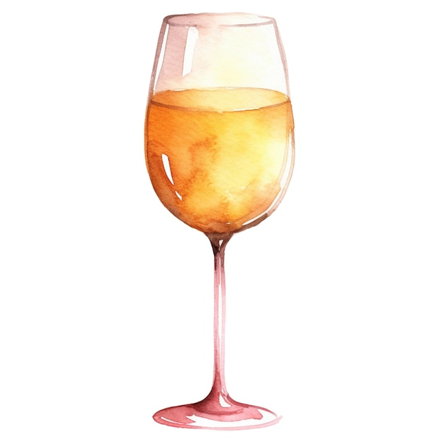 PSD watercolor painted glass of wine hand drawn beverage design element isolated on white background