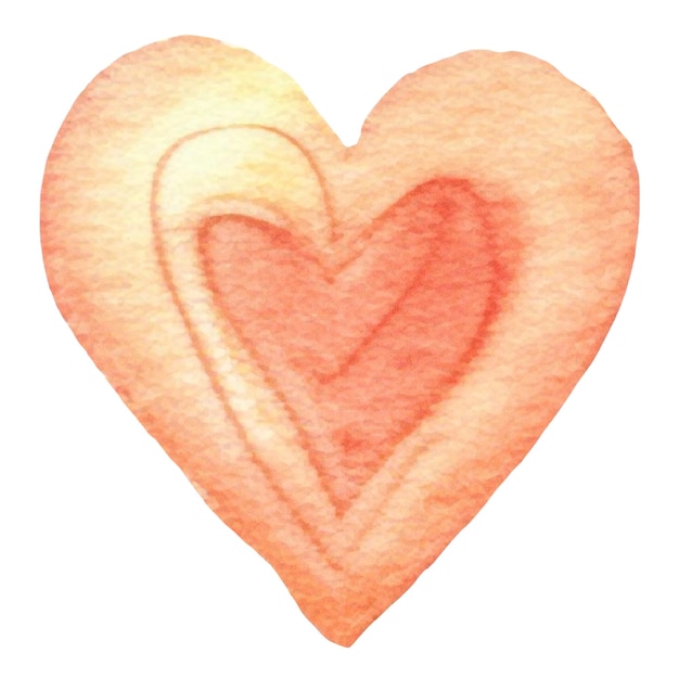 PSD simbolo di cuore dipinto ad acquerello elemento di design disegnato a mano isolato su sfondo trasparente