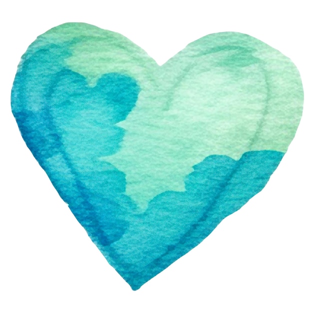 Watercolor painted heart symbol Hand drawn design element isolated on transparent background