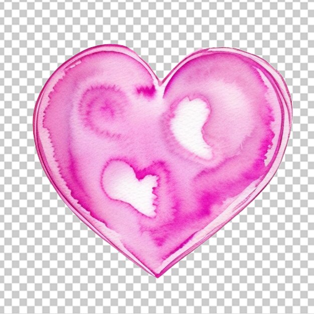 PSD watercolor painted pink heart