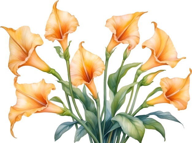 PSD watercolor painting of angels trumpet flower aigenerated
