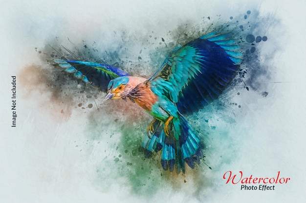 Watercolor painting art photo effect mockup