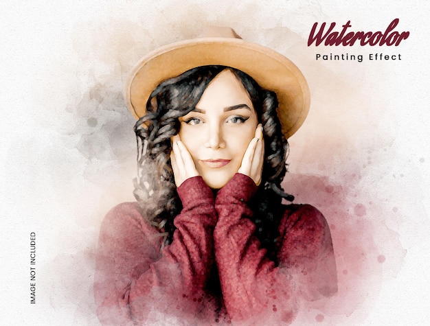 PSD a watercolor painting artist with a woman in a hat