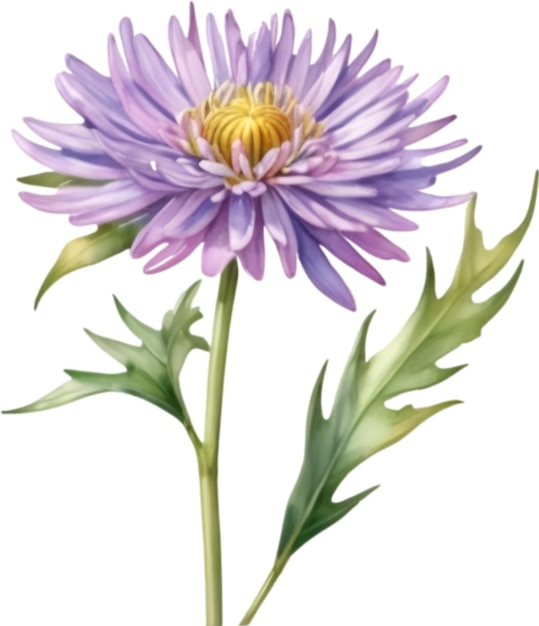 Watercolor painting of an aster flower