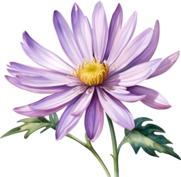 Watercolor painting of an aster flower