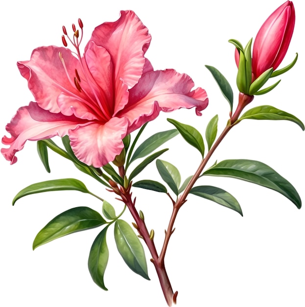 PSD watercolor painting of an azalea flower