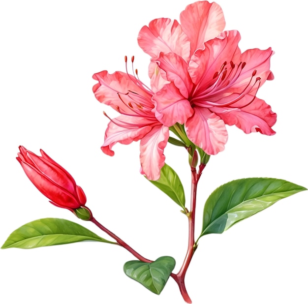 PSD watercolor painting of an azalea flower