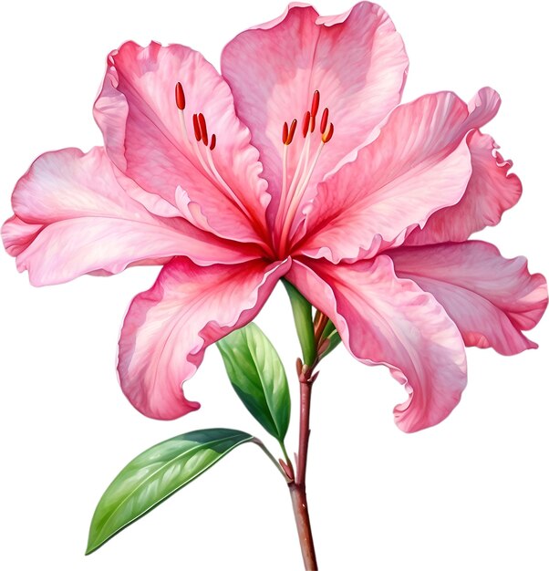 PSD watercolor painting of an azalea flower