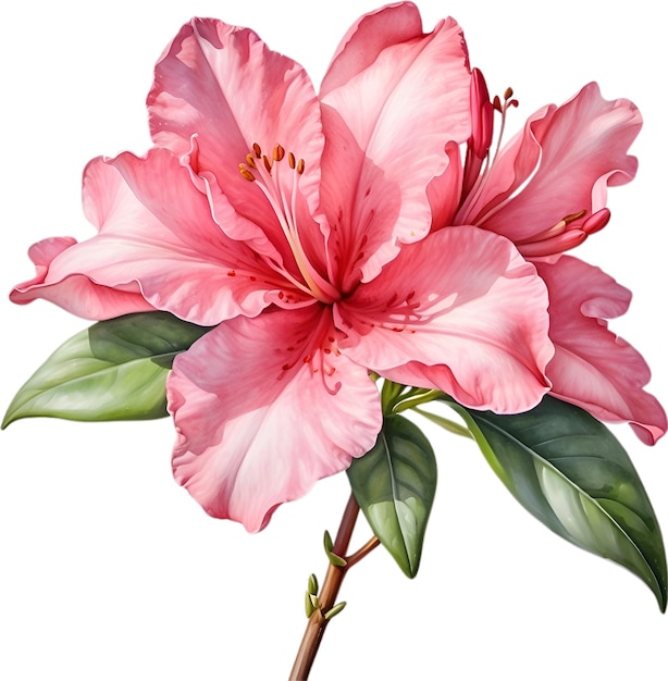 PSD watercolor painting of an azalea flower