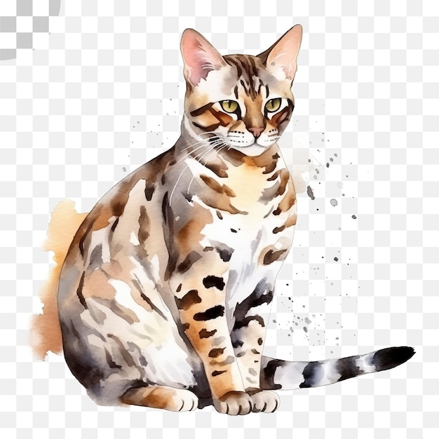 Un dipinto ad acquerello di un gatto bengala