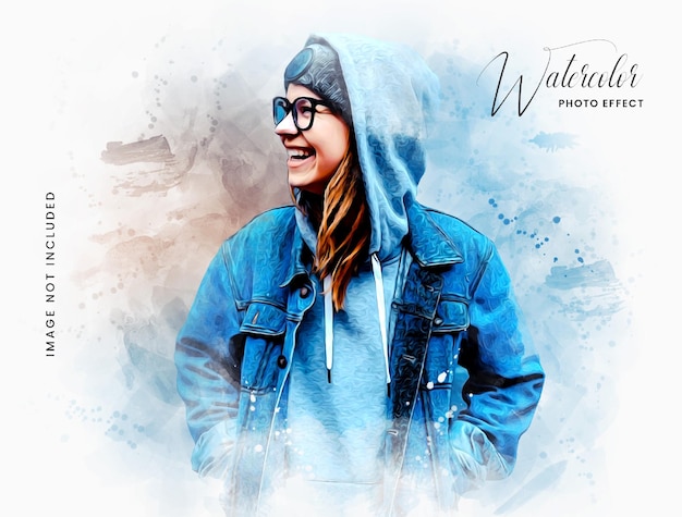 PSD watercolor painting brush effect template