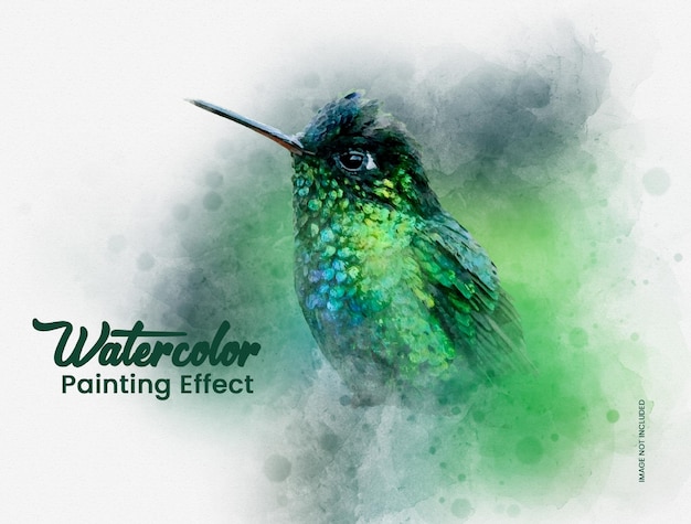 PSD watercolor painting brush photo effect template