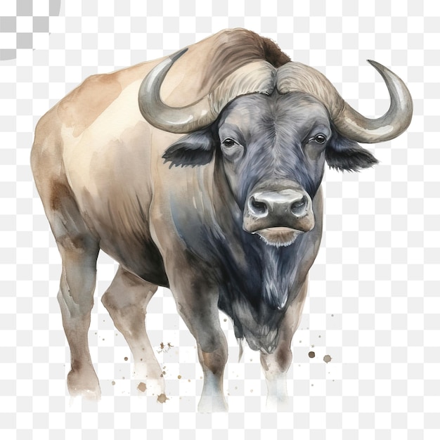 PSD watercolor painting of a buffalo watercolor png and psd