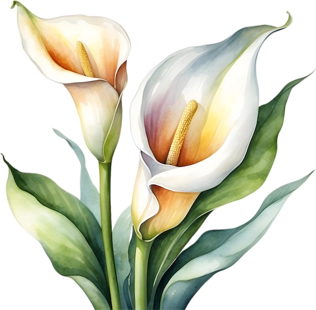 PSD watercolor painting of a calla lily flower