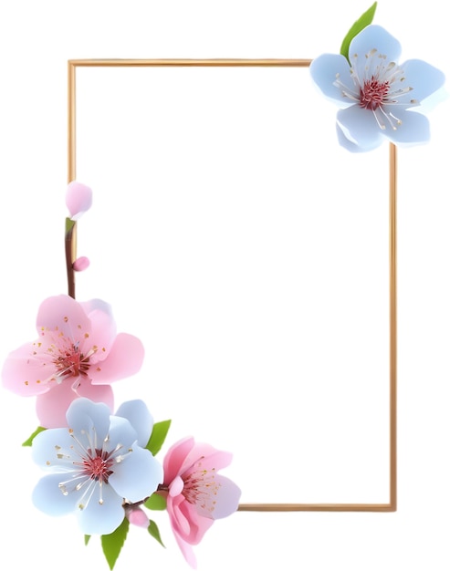 PSD watercolor painting of cherry blossom floral frame