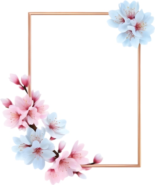 PSD watercolor painting of cherry blossom floral frame