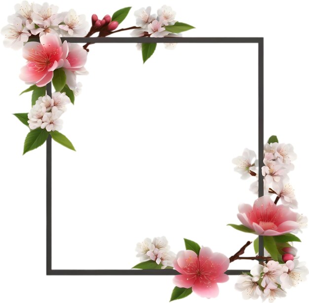 PSD watercolor painting of cherry blossom floral frame