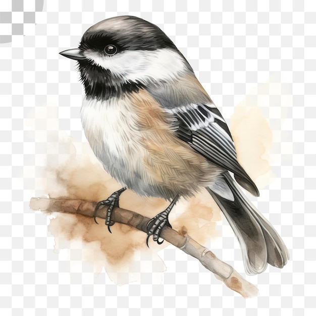 PSD a watercolor painting of a chickadee on a branch, hd png download