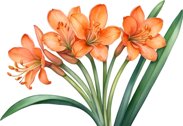 Watercolor painting of clivia miniata flower aigenerated