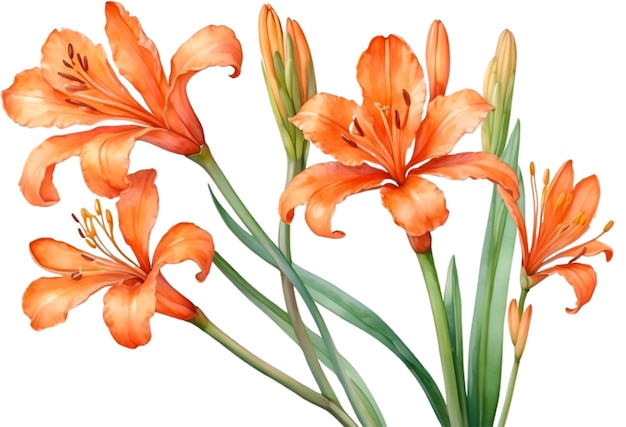 PSD watercolor painting of clivia miniata flower aigenerated