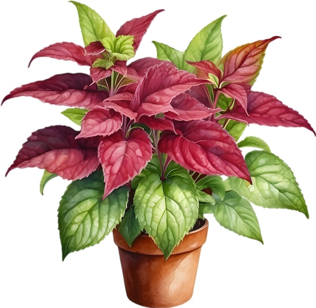 PSD watercolor painting of a coleus scutellarioides plant