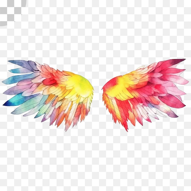 PSD a watercolor painting of a colorful wings - watercolor painting of a colorful wings png download