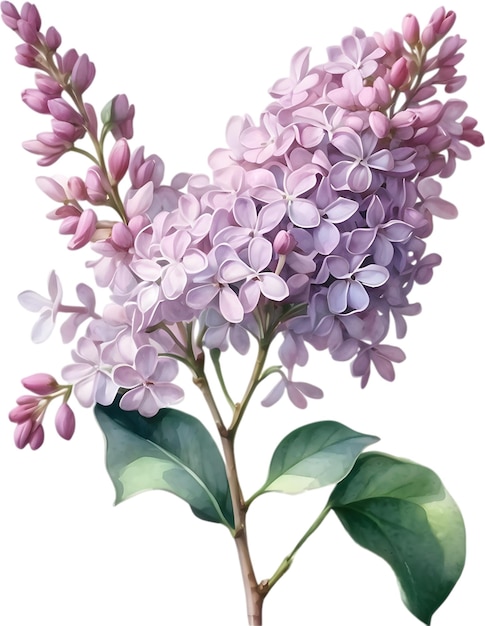 PSD watercolor painting of common lilac flower