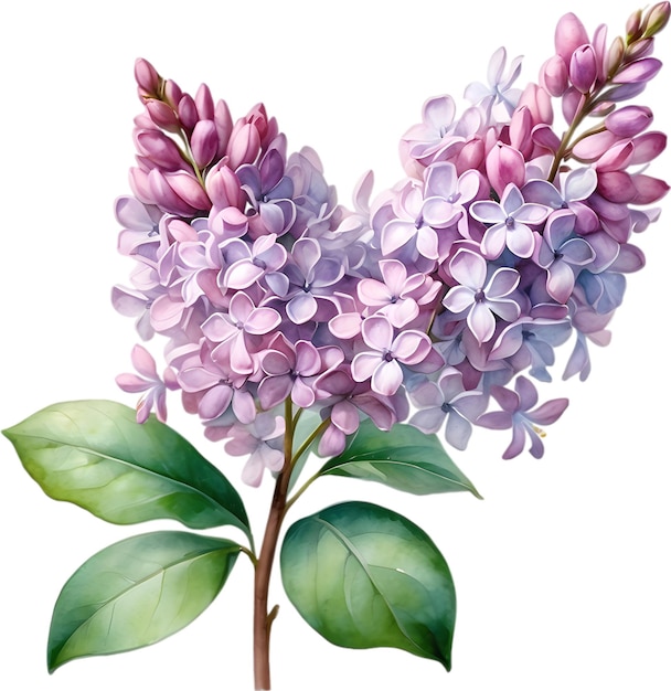 PSD watercolor painting of common lilac flower