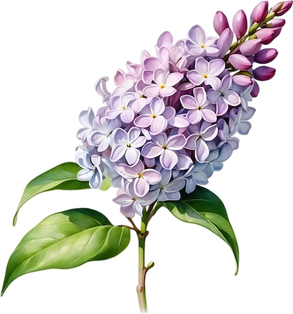 PSD watercolor painting of common lilac flower