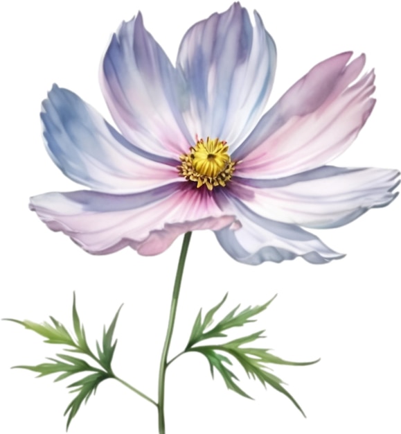 PSD watercolor painting of a cosmos flower