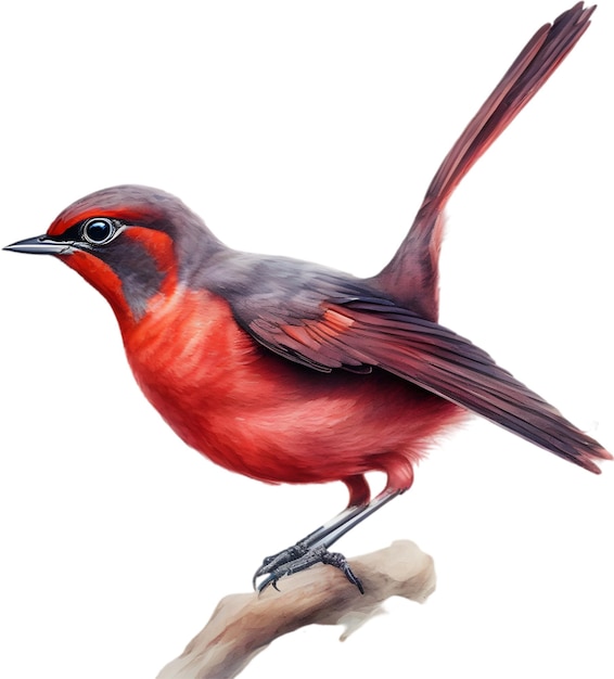Pittura ad acquerello dell'uccello chiacchierone crimson