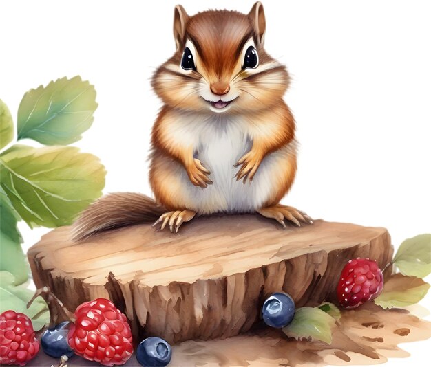 Watercolor painting of a cute chipmunk